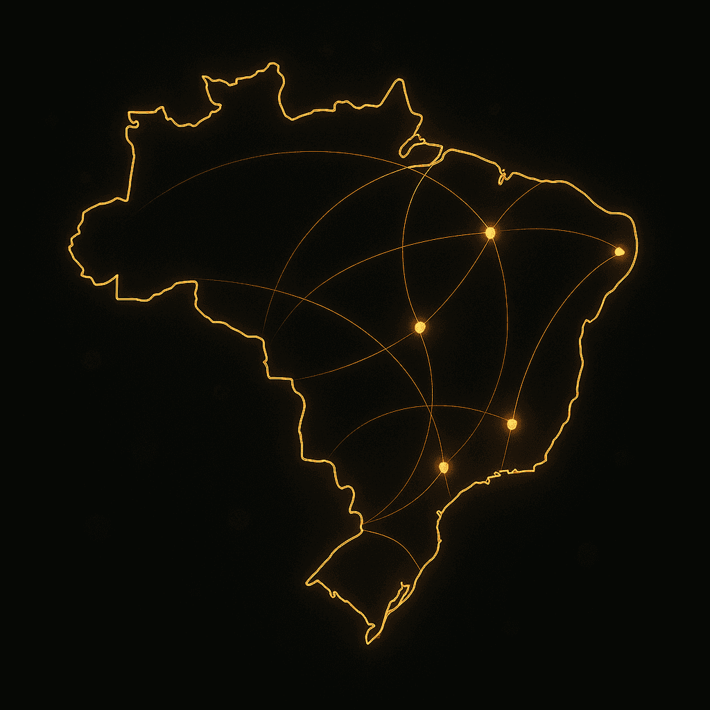 Mapa do Brasil — cobertura nacional do Kobana Team